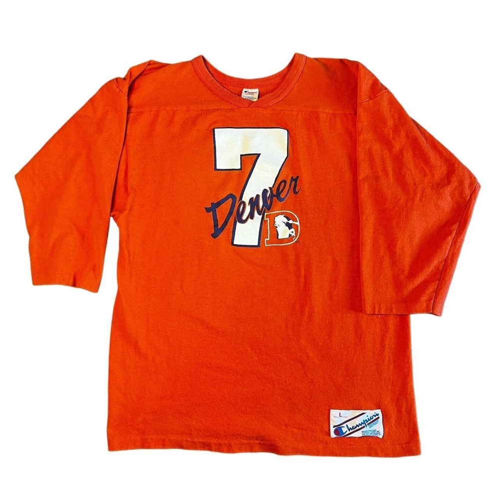 Vintage Champion Denver Broncos John Elway 7 Jersey T Shirt Large NFL Football